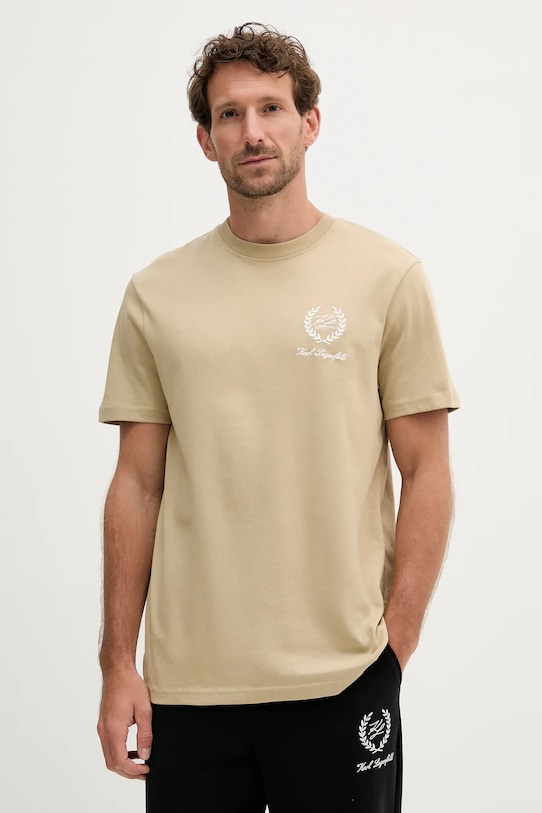 Bavlněné tričko Karl Lagerfeld hladký zelená A3M44002