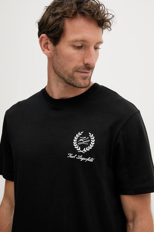 Karl Lagerfeld t-shirt bawełniany czarny A3M44002