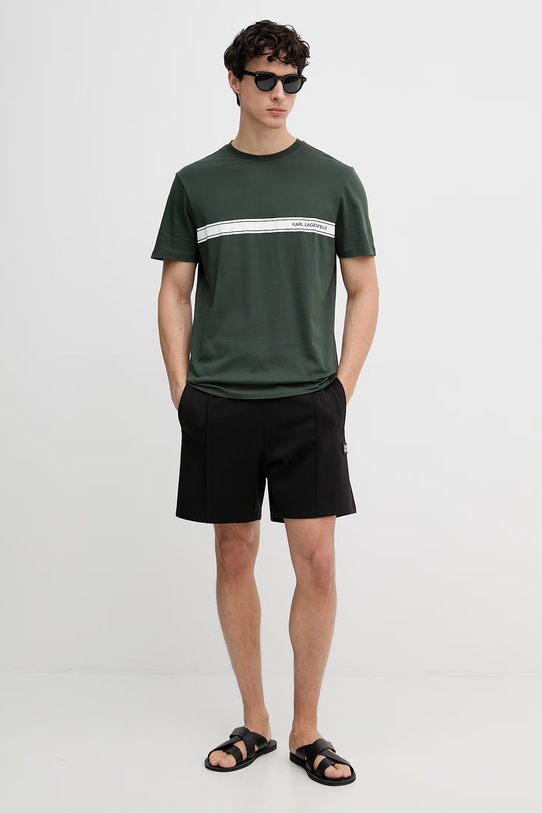 Karl Lagerfeld T-shirt męski bawełniany A3M46001 zielony SS26