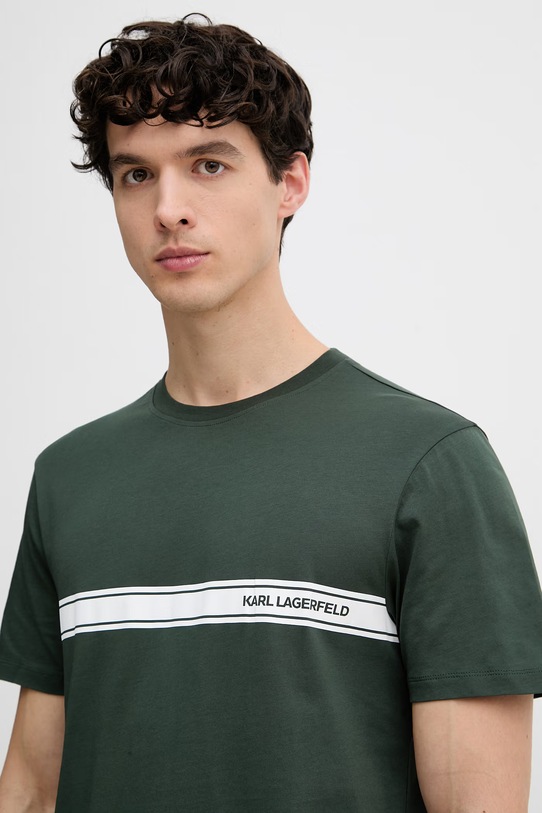 Karl Lagerfeld T-shirt męski bawełniany zielony A3M46001