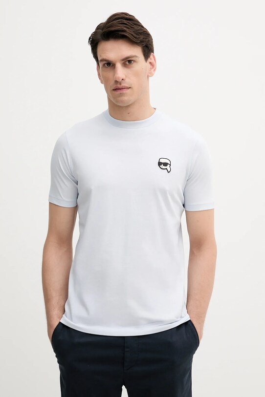 Karl Lagerfeld tricou din bumbac imprimeu albastru 553224.755710