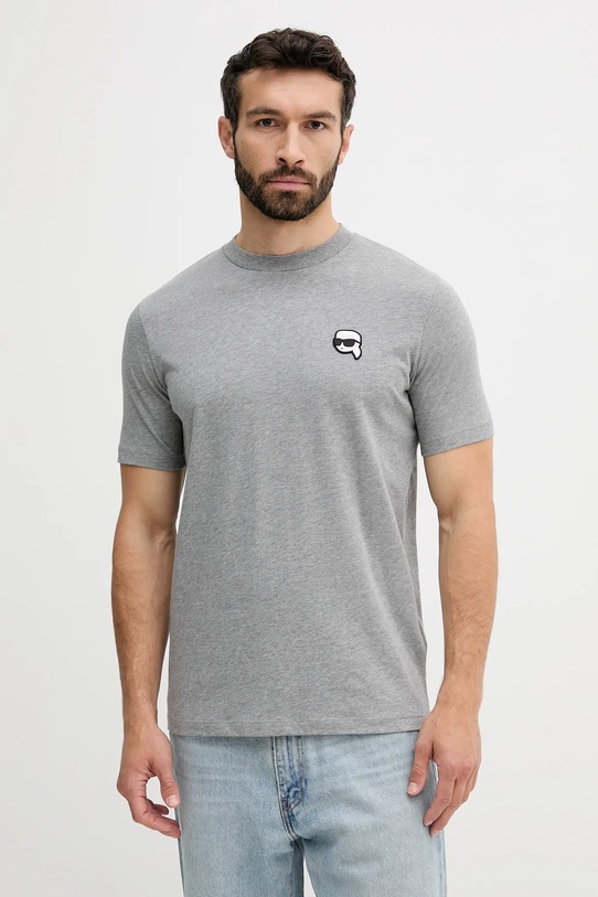 Βαμβακερό μπλουζάκι Karl Lagerfeld κανονικό γκρί 553224.755710