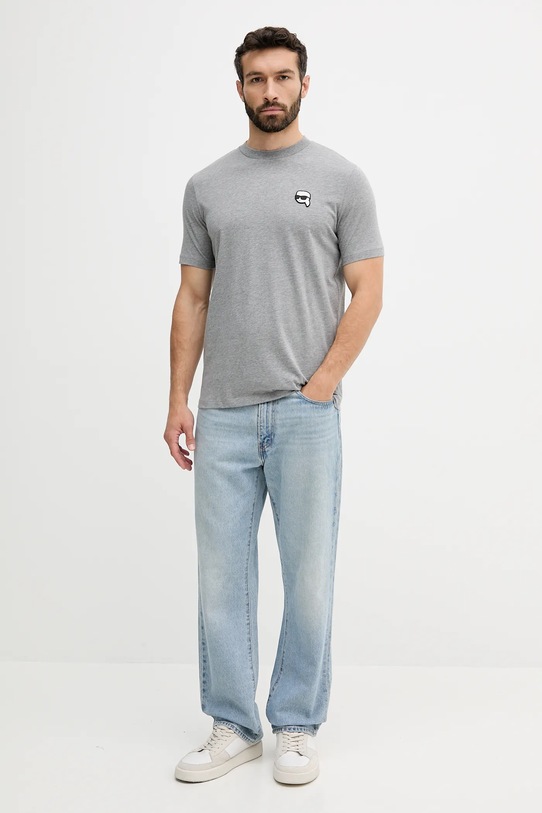 Βαμβακερό μπλουζάκι Karl Lagerfeld 553224.755710 γκρί AW25