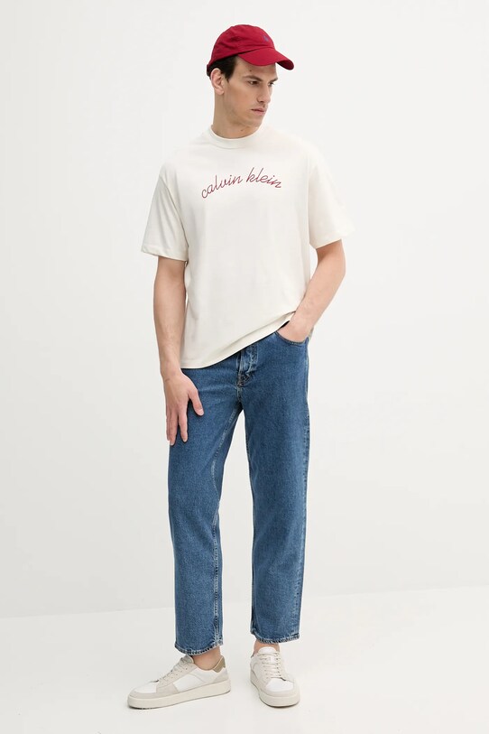 Calvin Klein Jeans t-shirt bawełniany LV04RC225G beżowy AW25