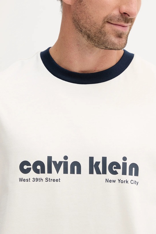 Памучна тениска Calvin Klein Jeans бежов LV04RC244G
