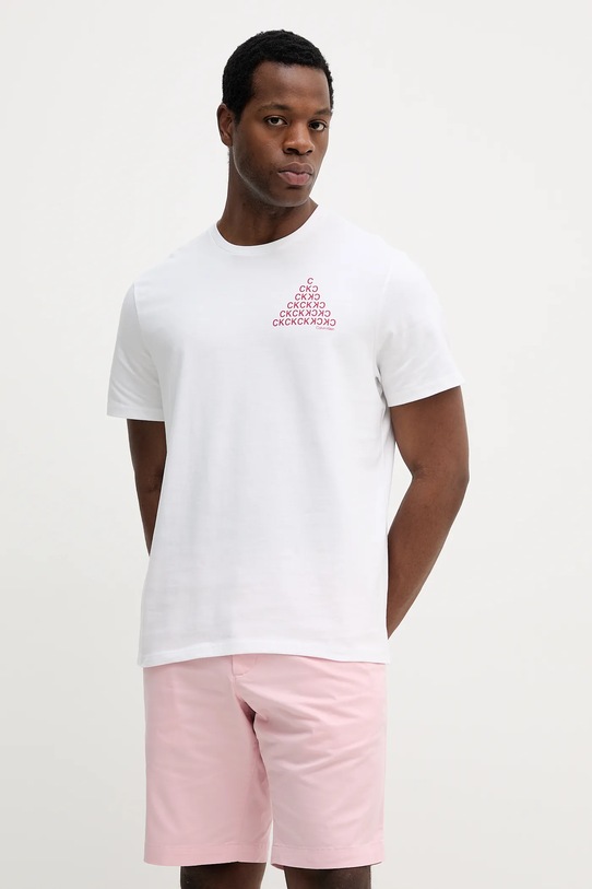 Ρούχα Βαμβακερό μπλουζάκι Calvin Klein Jeans LV04RC825G λευκό