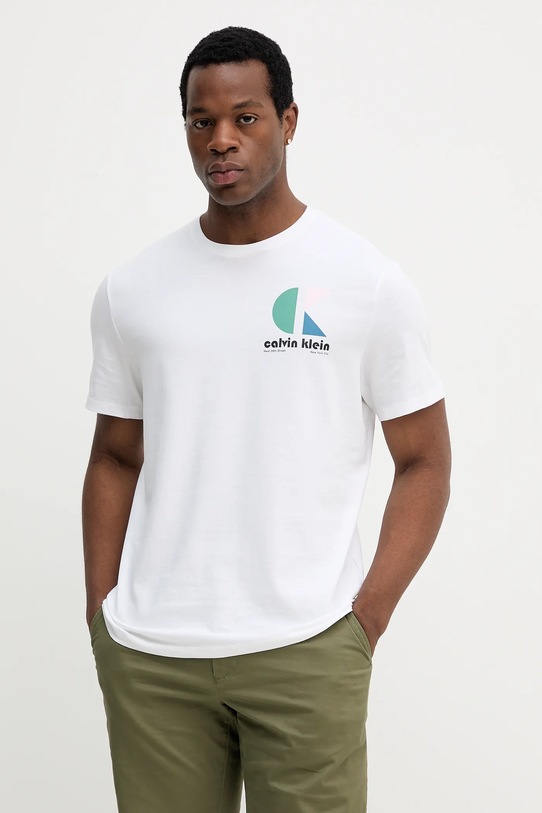 Ρούχα Βαμβακερό μπλουζάκι Calvin Klein Jeans LV04RC827G λευκό