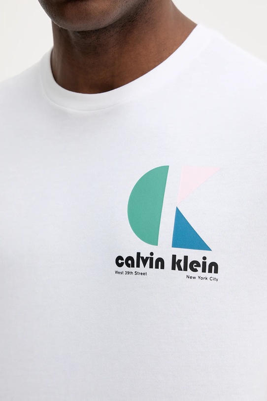 Βαμβακερό μπλουζάκι Calvin Klein Jeans LV04RC827G λευκό