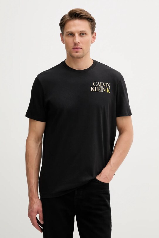 Calvin Klein Jeans pamut póló pamut fekete LV04RC844G