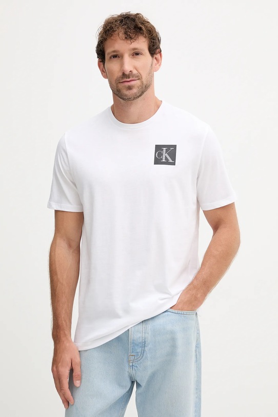 Bombažna kratka majica Calvin Klein Jeans Potisk bela LV04RC859G