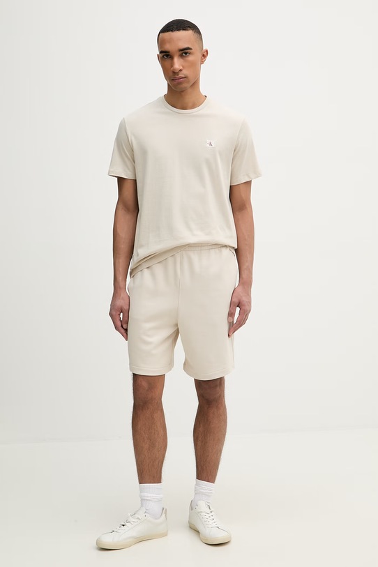 Calvin Klein Jeans t-shirt męski bawełniany LV04RC272G beżowy SS26