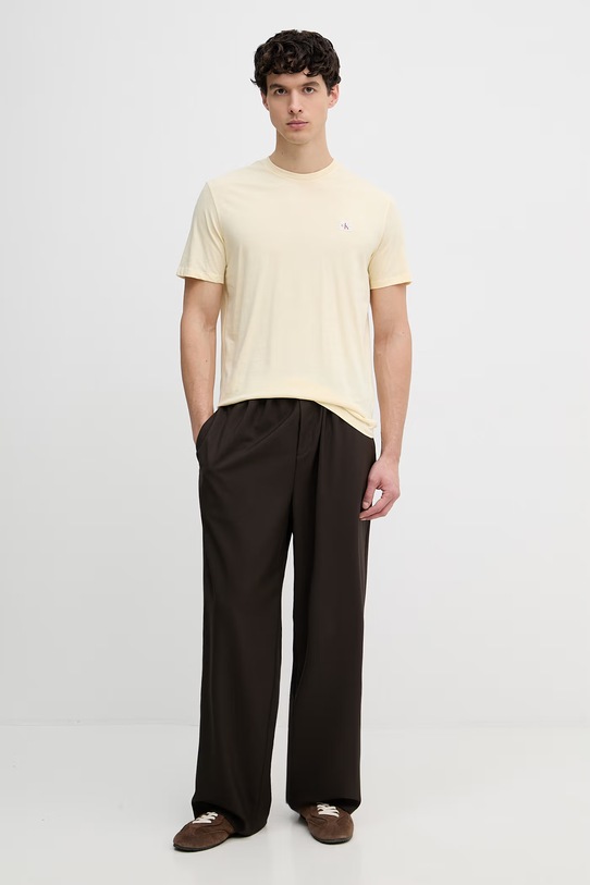 Calvin Klein Jeans t-shirt męski bawełniany LV04RC272G żółty SS26