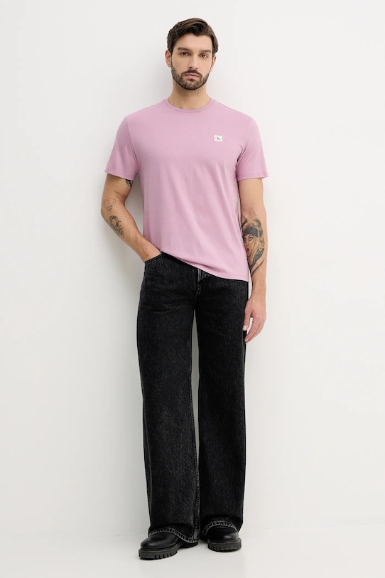 Bavlněné tričko Calvin Klein Jeans LV04RC272G růžová AW25