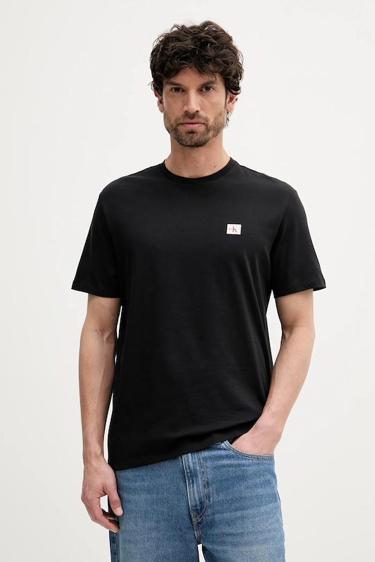 Βαμβακερό μπλουζάκι Calvin Klein Jeans βαμβάκι μαύρο LV04RC272G