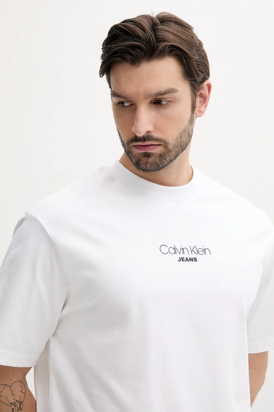 Ruházat Calvin Klein Jeans pamut póló LV04RC851G fehér