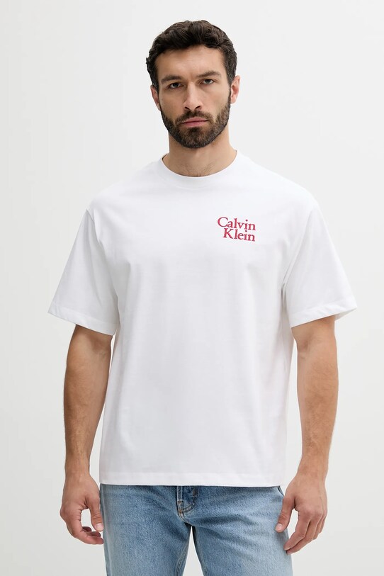 Calvin Klein Jeans t-shirt bawełniany aplikacja biały LV04RC808G