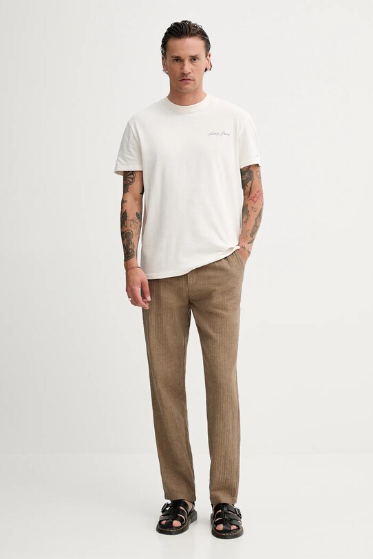 Bavlnené tričko Tommy Jeans DM0DM21868 béžová AW25
