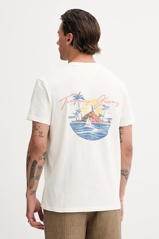 Oblečenie Bavlnené tričko Tommy Jeans DM0DM21868 béžová