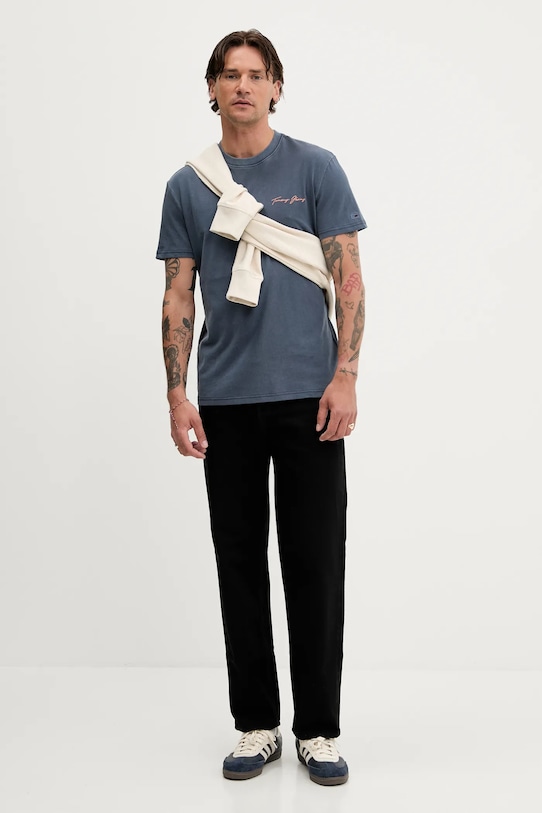 Tommy Jeans tricou din bumbac DM0DM21868 albastru AW25