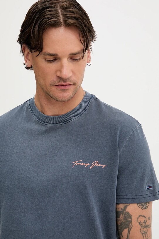 Bavlnené tričko Tommy Jeans modrá DM0DM21868