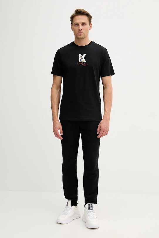 Βαμβακερό μπλουζάκι Karl Lagerfeld DISNEY 553270.755099 μαύρο AW25