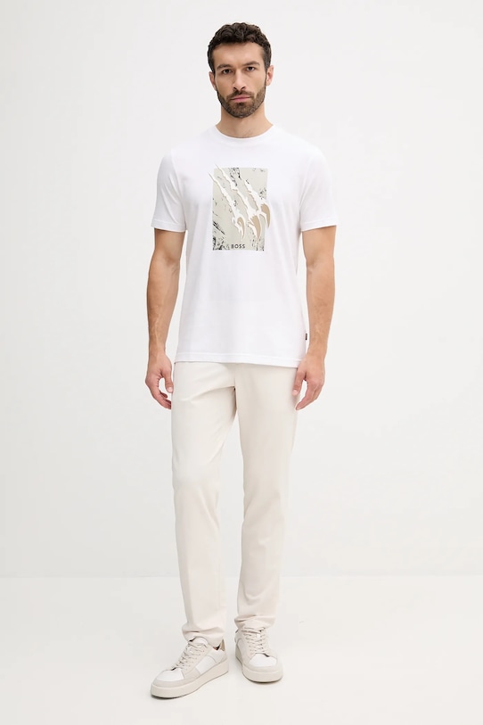 Памучна тениска BOSS Orange 50546362 бежов AW25