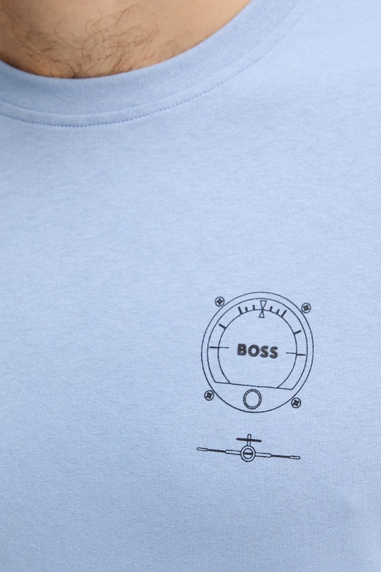 Βαμβακερό μπλουζάκι BOSS Orange 50546370 μπλε
