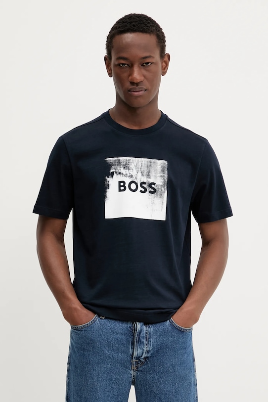 BOSS Orange tricou din bumbac print bleumarin 50546381