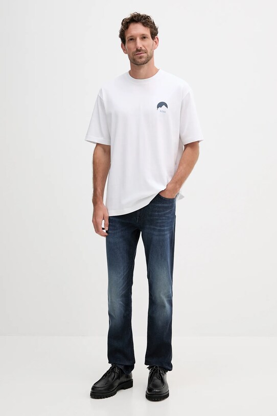 Βαμβακερό μπλουζάκι BOSS Orange 50547087 λευκό AW25