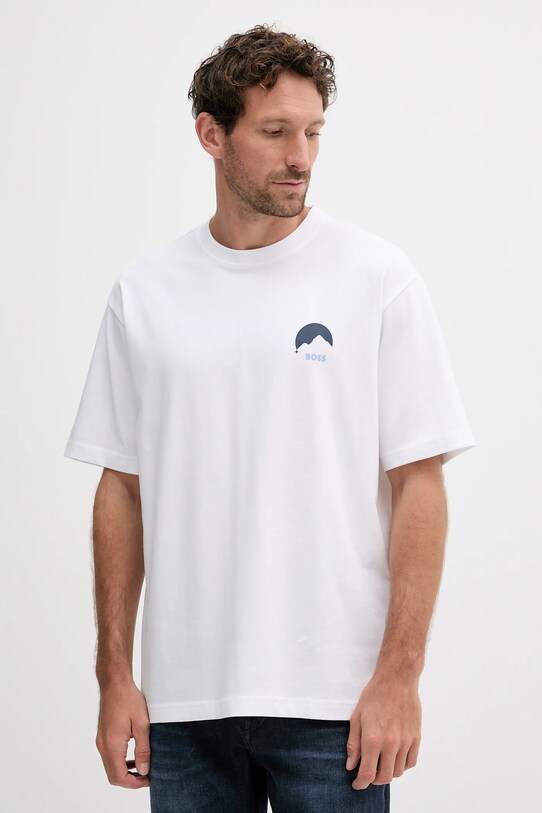 Ρούχα Βαμβακερό μπλουζάκι BOSS Orange 50547087 λευκό
