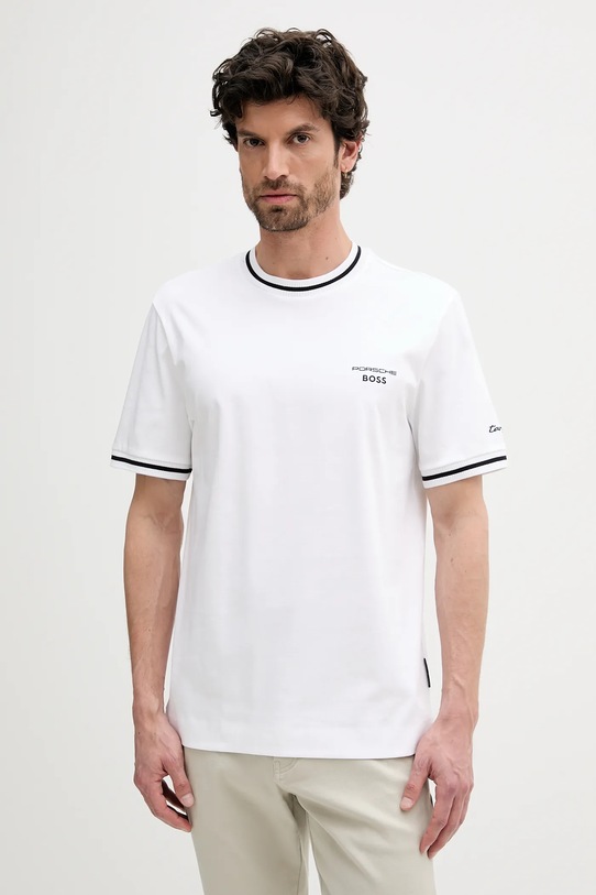 BOSS tricou din bumbac uni alb 50543341