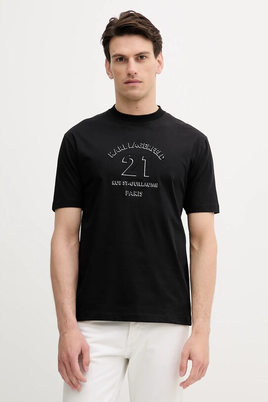 Karl Lagerfeld tricou din bumbac imprimeu negru 553240.755160