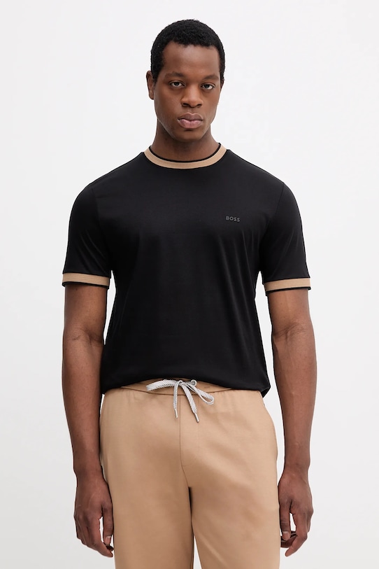 BOSS t-shirt bawełniany bawełna czarny 50543858