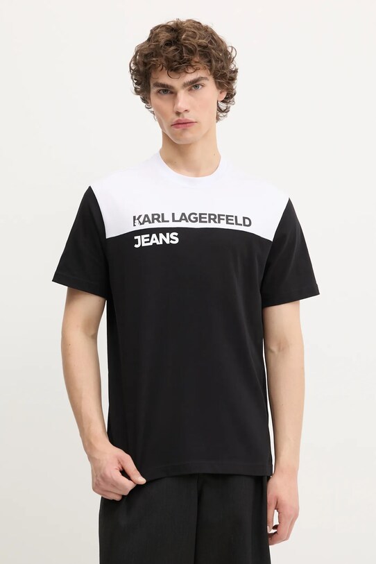 Karl Lagerfeld Jeans t-shirt bawełniany nadruk czarny A3M17004