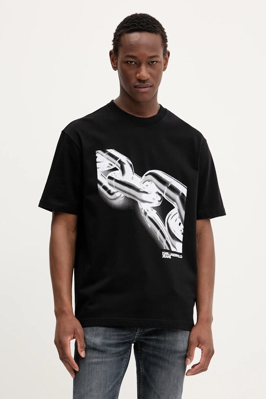 Karl Lagerfeld Jeans t-shirt bawełniany nadruk czarny A3M17032