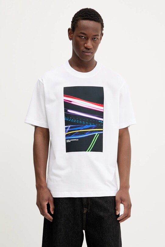 Karl Lagerfeld Jeans tricou din bumbac print alb A3M17038