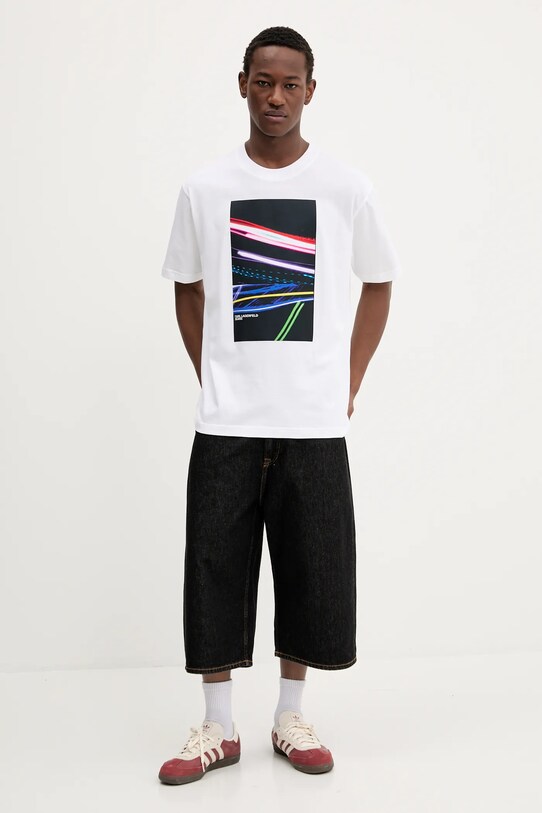 Karl Lagerfeld Jeans tricou din bumbac A3M17038 alb AW25