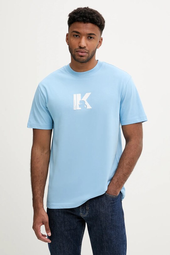 Karl Lagerfeld Jeans t-shirt bawełniany regular niebieski A3M17057