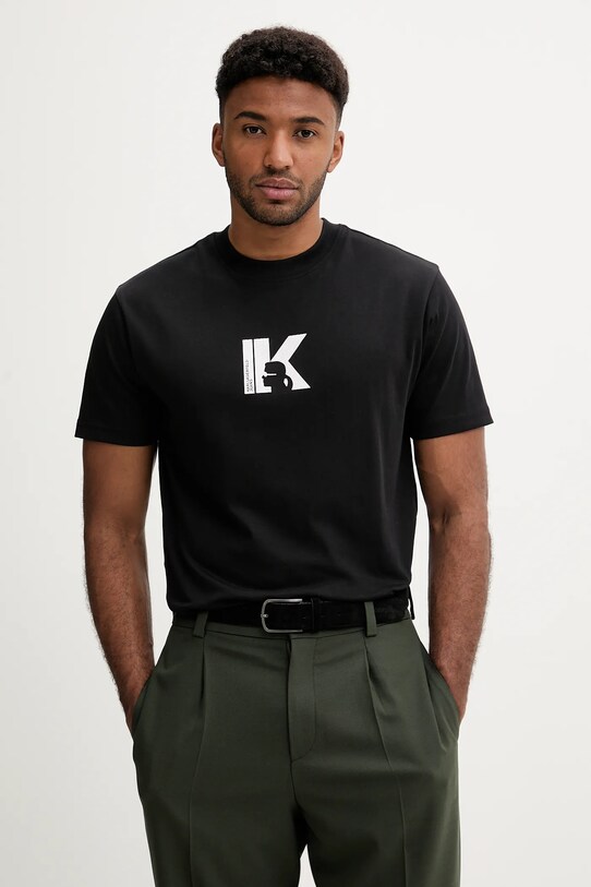 Бавовняна футболка Karl Lagerfeld Jeans regular чорний A3M17057