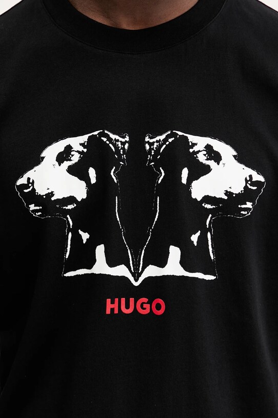 Bavlnené tričko HUGO 50542734 čierna