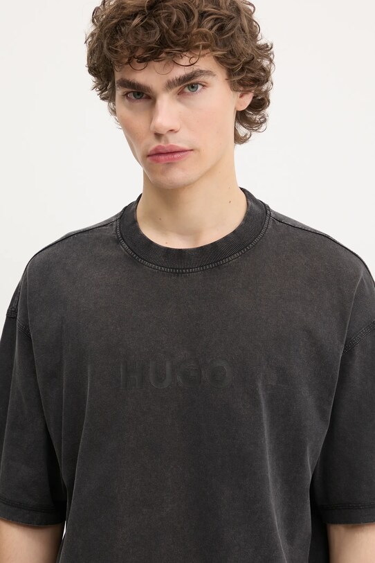 Hugo Blue t-shirt bawełniany szary 50542638