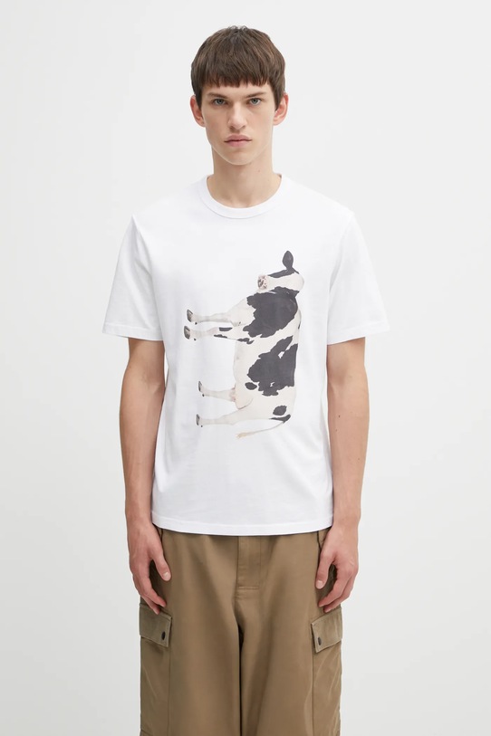 Barbour t-shirt bawełniany x Paul Smith T-Shirt nadruk biały MTS1525WH11