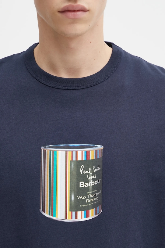 Barbour tricou din bumbac x Paul Smith Wax Can bleumarin MTS1526NY91