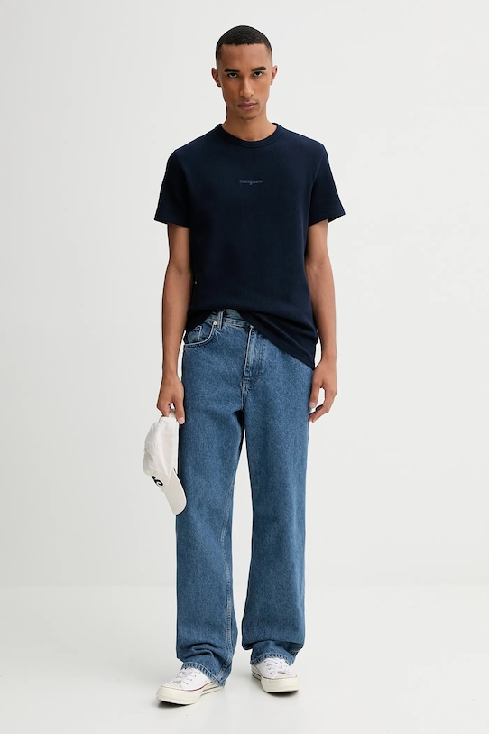 Tommy Jeans tricou din bumbac DM0DM21778 bleumarin AW25