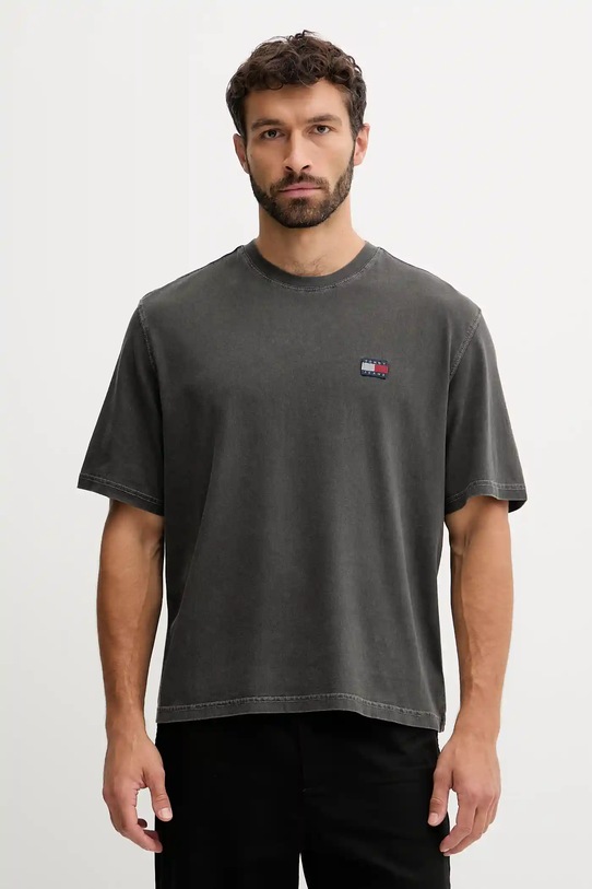 Tommy Jeans tricou din bumbac uni gri DM0DM21975