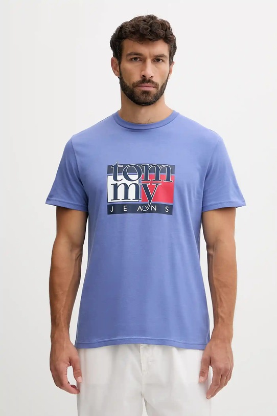 Tommy Jeans tricou din bumbac print albastru DM0DM21977