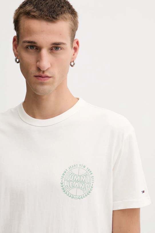 Bavlněné tričko Tommy Jeans béžová DM0DM21987