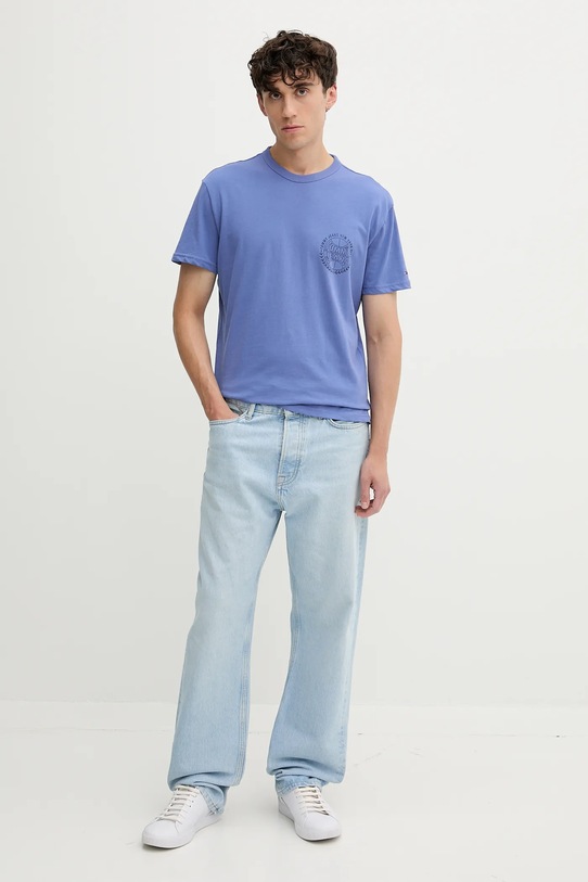 Tommy Jeans tricou din bumbac DM0DM21987 albastru AW25