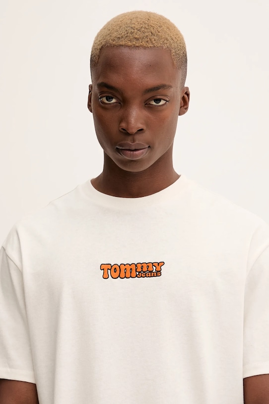 Tommy Jeans pamut póló DM0DM22051 bézs