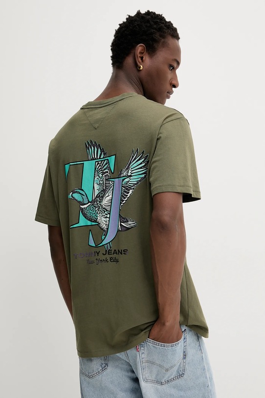 Бавовняна футболка Tommy Jeans бавовна зелений DM0DM22060